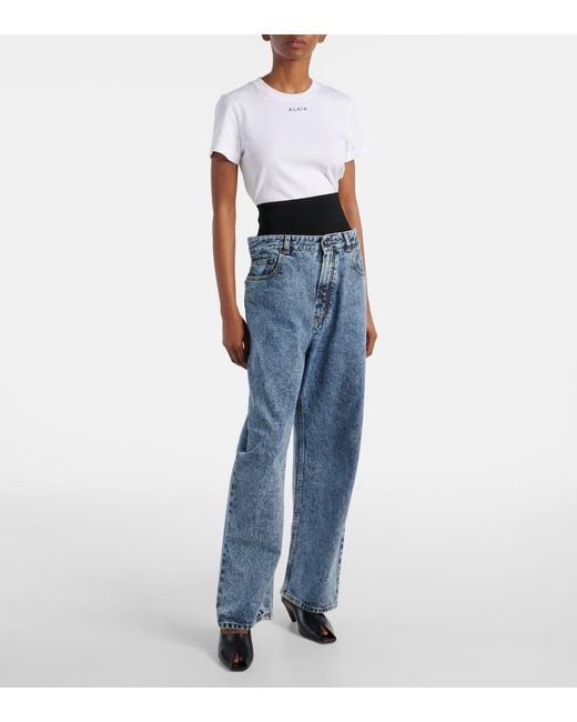Alaïa Blue Knit Band Straight Jeans