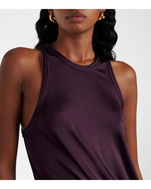 Victoria Beckham Purple Cutout Draped Jersey Midi Dress