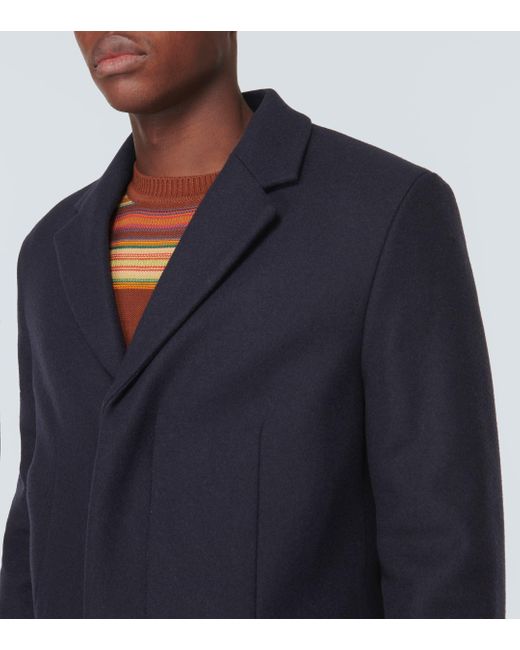 Acne Blue Single-breasted Wool-blend Coat for men
