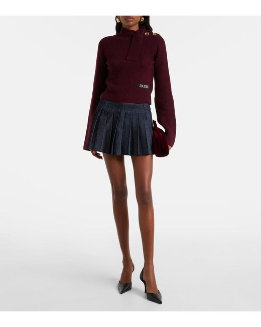 Patou Purple Bow-Detail Wool And Cashmere Sweater