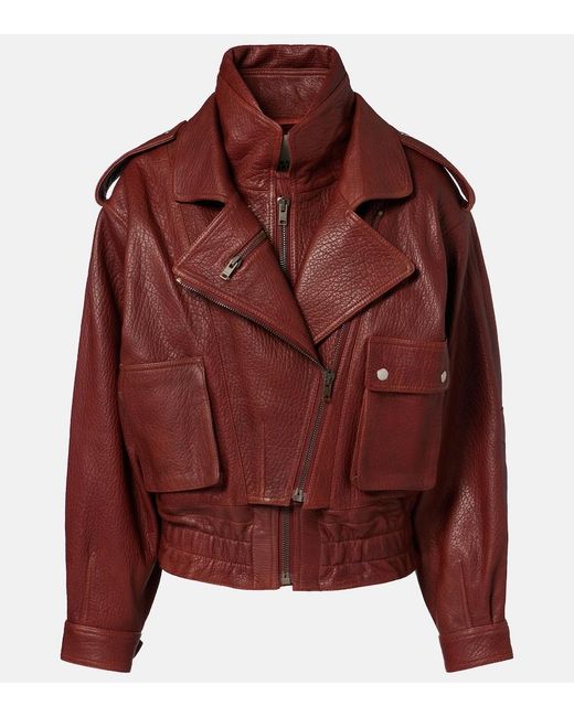 Isabel Marant Red Aneli Leather Bomber Jacket
