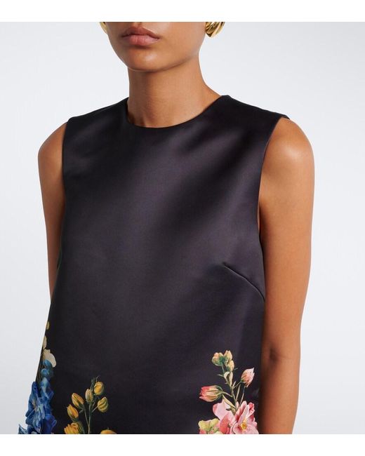 LEO LIN Black Yvonne Floral-Applique Minidress