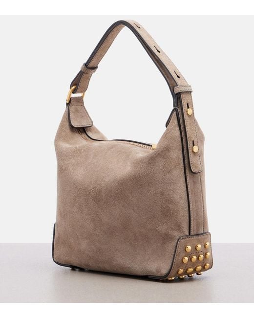 Tod's Brown Sacca Mini Suede Shoulder Bag