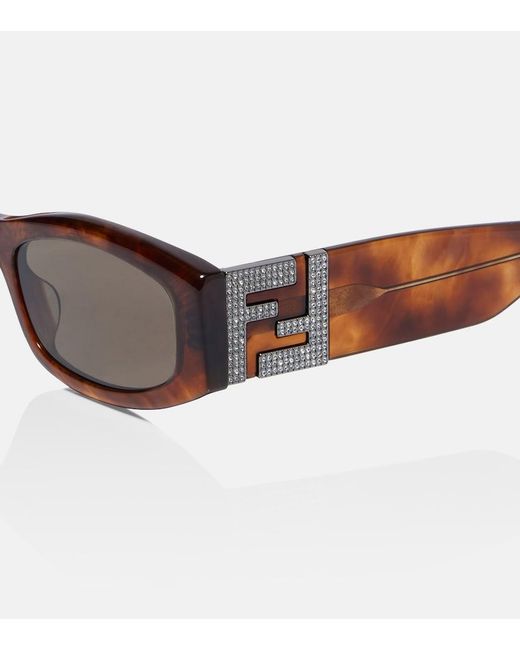 Fendi Brown Forever Rectangular Sunglasses