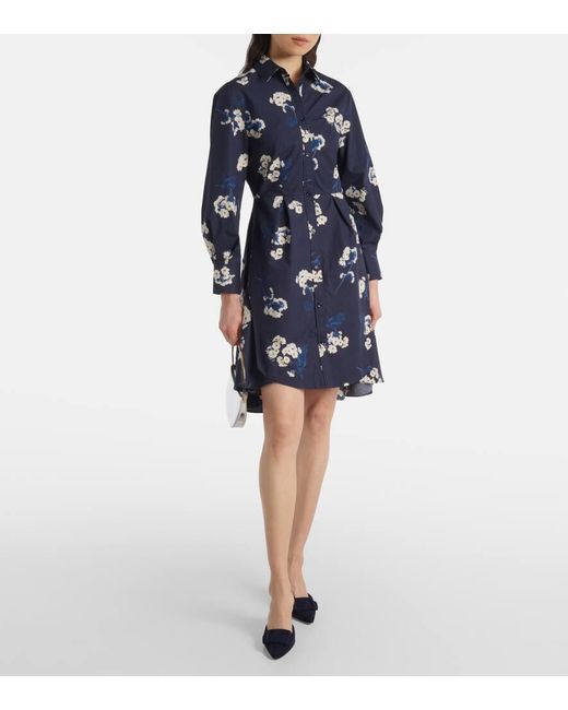 Erdem Blue Hemdblusenkleid Aus Baumwolle