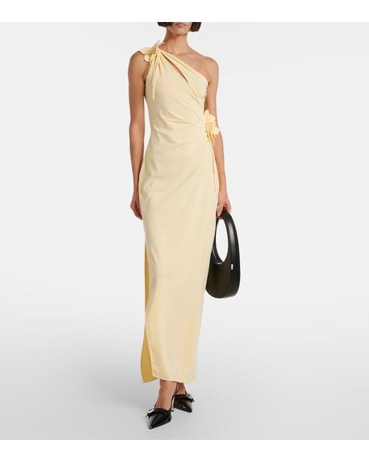 Coperni Metallic Asymmetric Floral Gown