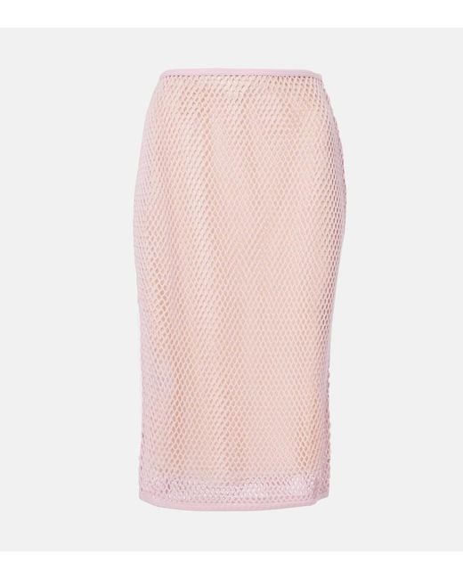 Prada Pink Crochet Midi Skirt