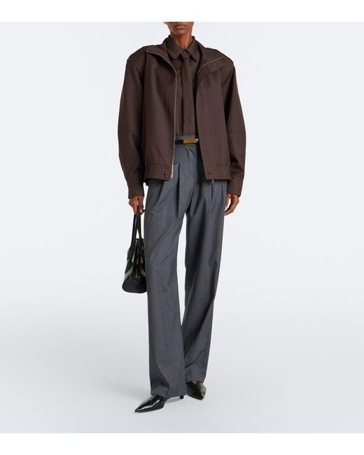 Frankie Shop Brown Peri Tie-Neck Shirt