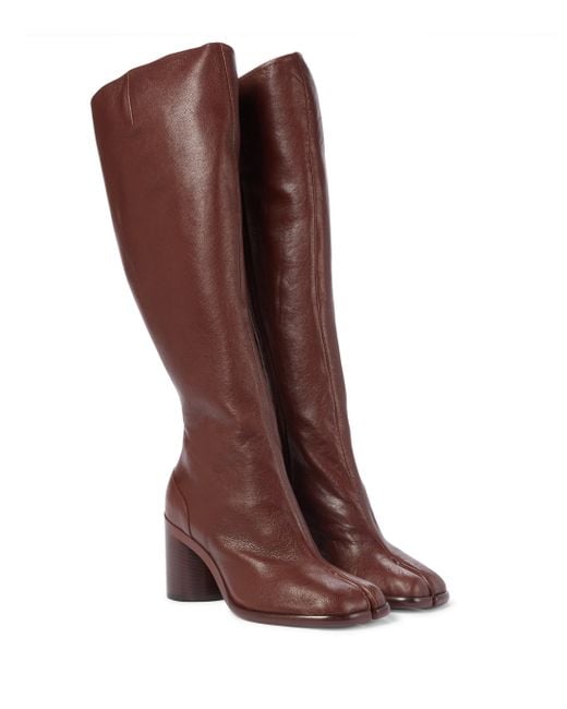 Maison Margiela Brown Tabi Leather Knee-high Boots