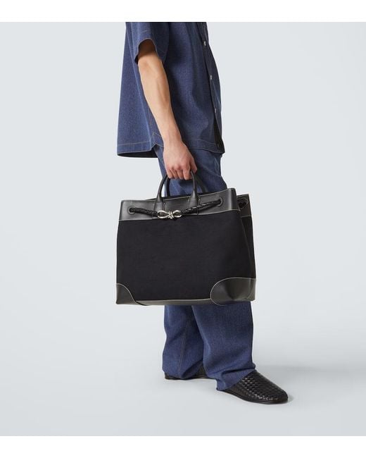 Bottega Veneta Black Andiamo Voyager Leather-Trimmed Tote Bag for men