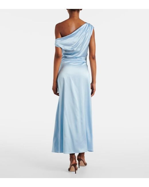 Staud Blue Phare Silk-Blend Satin Cocktail Dress