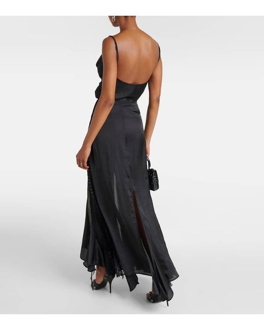Y. Project Black Lace-trimmed Asymmetric Maxi Skirt