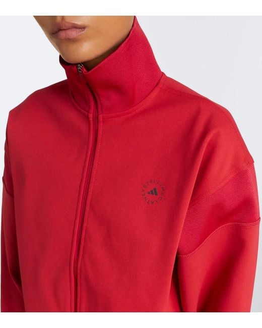Adidas By Stella McCartney Red Logo Zip-Up Sweatshirt