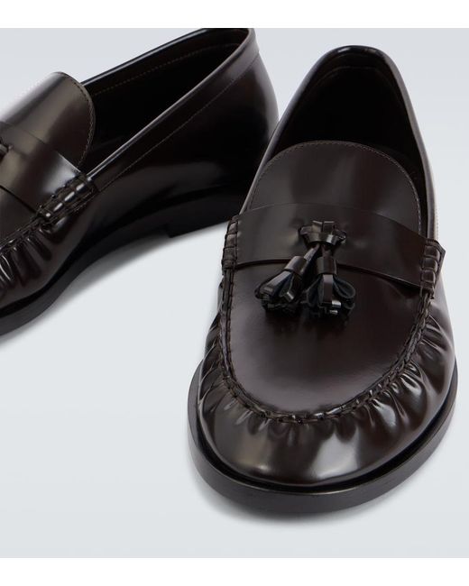 The Row Black Classic Leather Loafers for men