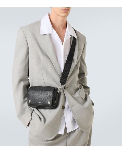 Loewe Black Pebble Small Leather Shoulder Bag for men