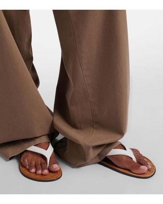 The Row Brown Fadry Cotton-Blend Gabardine Wide-Leg Pants
