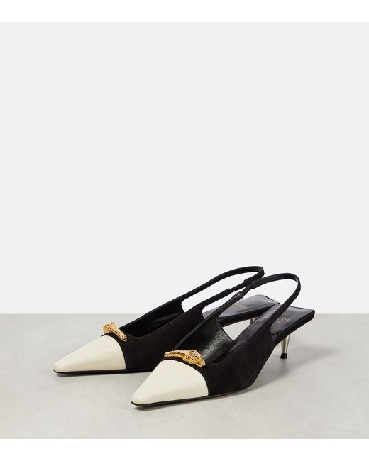 Gucci Tiger Head Slingback Pumps Women's Suede/leather in Black Lyst