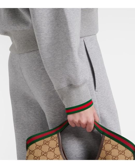Gucci Gray Web Stripe Cotton-Blend Jersey Sweatshirt