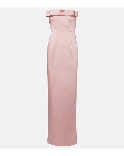 The New Arrivals Ilkyaz Ozel Pink Sisu Bow-Detail Satin Gown