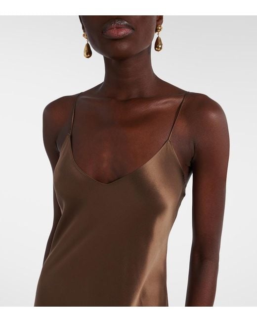 Nili Lotan Brown Cami Silk Charmeuse Slip Dress