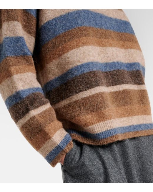 Max Mara Gray Volare Striped Alpaca-Blend Sweater
