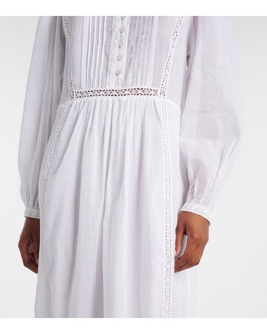 Isabel Marant White Gisela Lace-Trimmed Cotton Maxi Dress