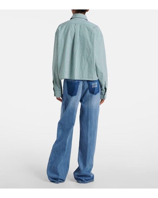 Miu Miu Blue Cropped-Hemd Aus Baumwolle