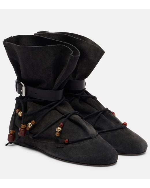 Isabel Marant Black Letiz Suede Ankle Boots