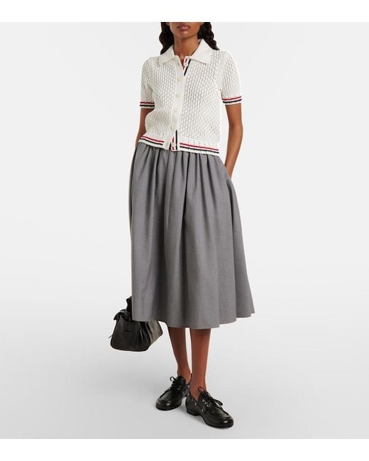 Thom Browne White Pointelle Cotton Top