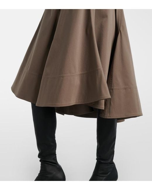 Proenza Schouler Brown Janan Cotton-Blend Sateen Midi Skirt