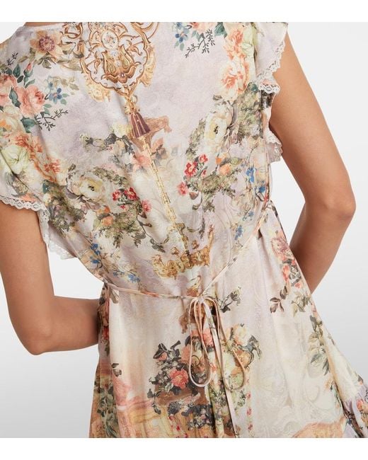 Camilla Natural Embellished Floral Lace-Trimmed Minidress