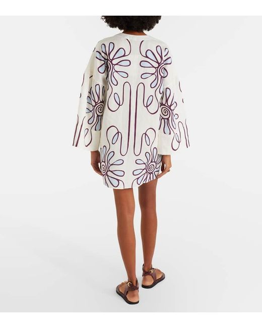 Tunica Siena De Lino Estampada Cala De La Cruz de color White