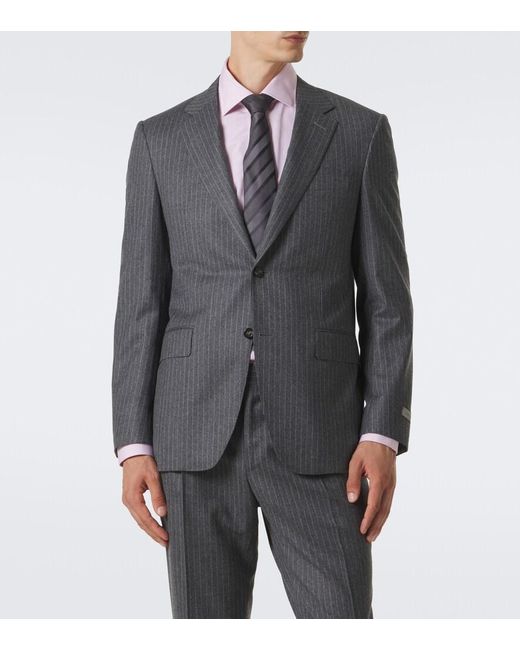 Canali Gray Chalk Stripe Wool Suit for men