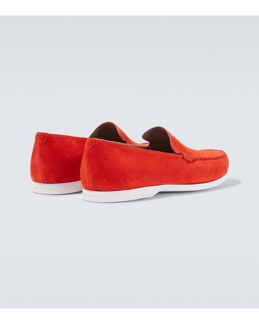 Manolo Blahnik Red Monaco Suede Loafers for men