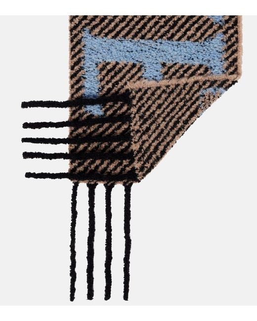 Loewe Blue Logo Alpaca And Wool-Blend Scarf