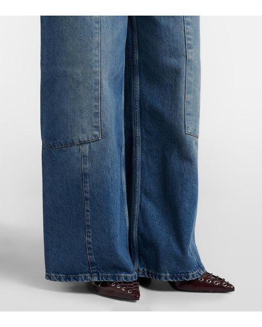 Ganni Blue Mid-Rise Cargo Jeans