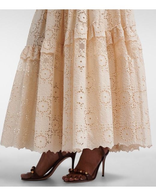 Elie Saab Natural Guipure Lace Cotton And Silk-Blend Maxi Skirt
