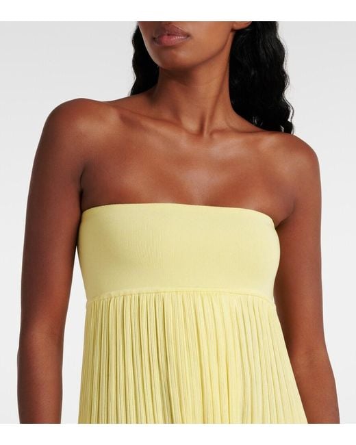 Alaïa Yellow Pleated Bustier Dress