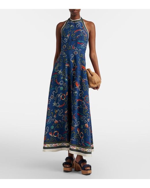 Jimmy Choo Blue Fayence Raffia-Effect Platform Sandals