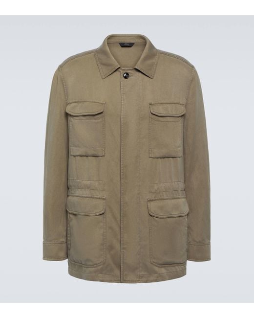 Brioni Green Silk And Linen Jacket for men