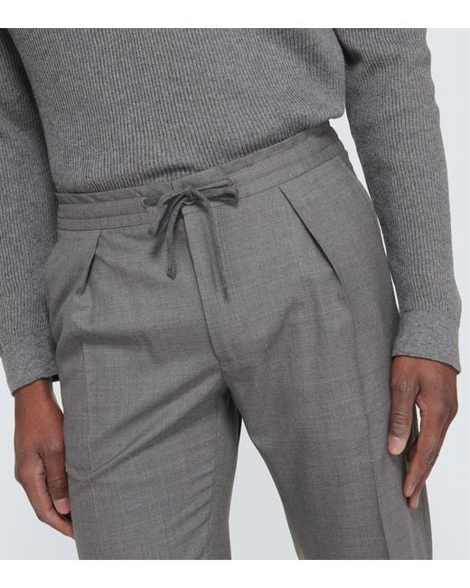 Pantalones rectos de lana virgen Incotex de hombre de color Gray