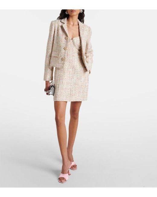 Self-Portrait Natural Bouclé Mini Dress