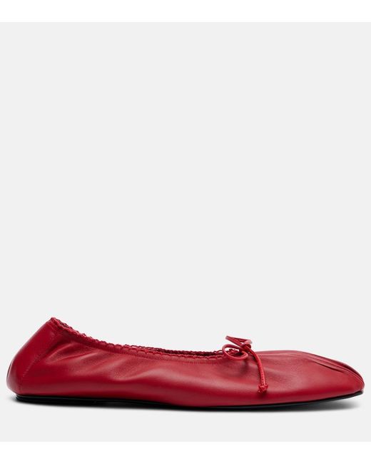 Magda Butrym Red Bow-Detail Leather Ballet Flats
