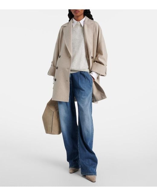 Brunello Cucinelli Natural 80 Monili Suede Slingback Pumps