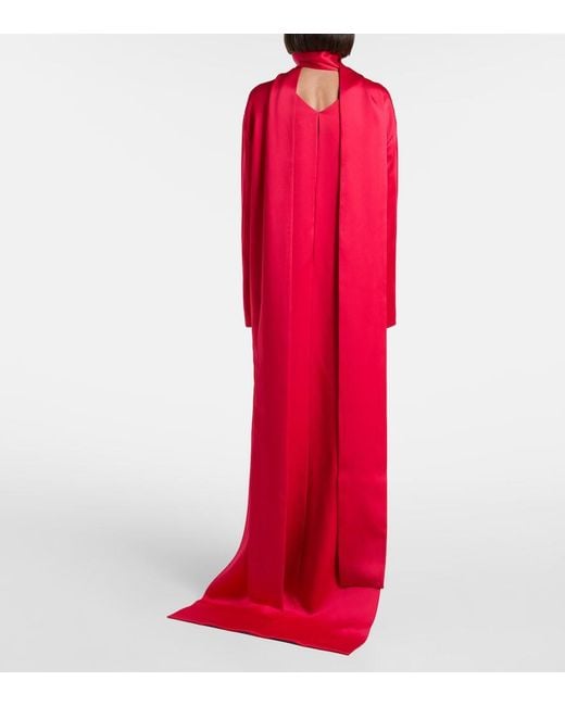 Tom Ford Red Mock-Neck Scarf Crepe High-Low Dress