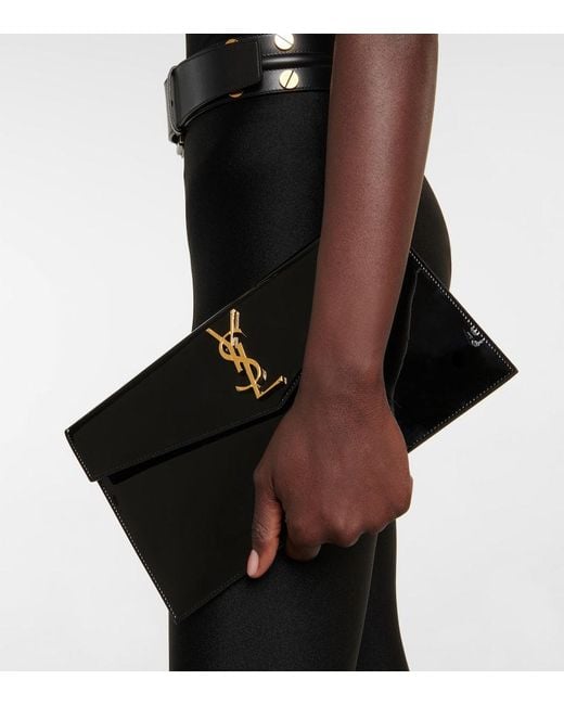 Saint Laurent Black Uptown Beutel Aus Lackleder