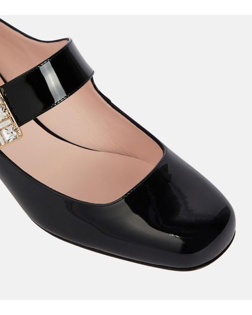 Roger Vivier Black Patent Leather Tres Viv Mary Janes 45