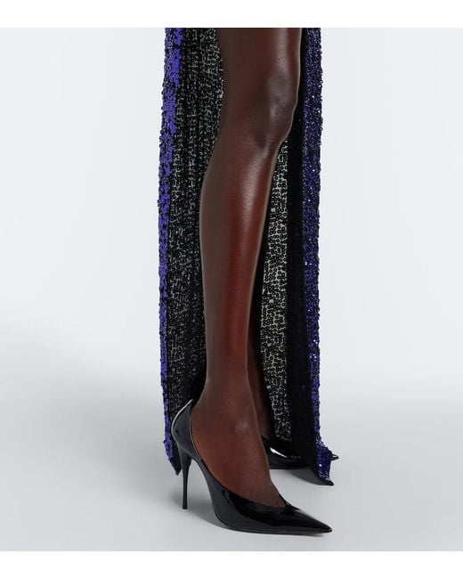 Gucci Purple Sequined One-Shoulder Silk Gown
