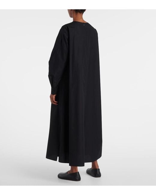 Max Mara Black Liriche Cotton Poplin Midi Dress