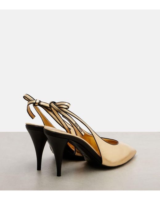 Miu Miu Metallic Leather Slingback Pumps
